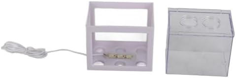 Mini USB LED Aquarium Fish Bowl Plastic Tank with White Light for Desk Tabletop Decor Energy-Saving Office Accent(White)
