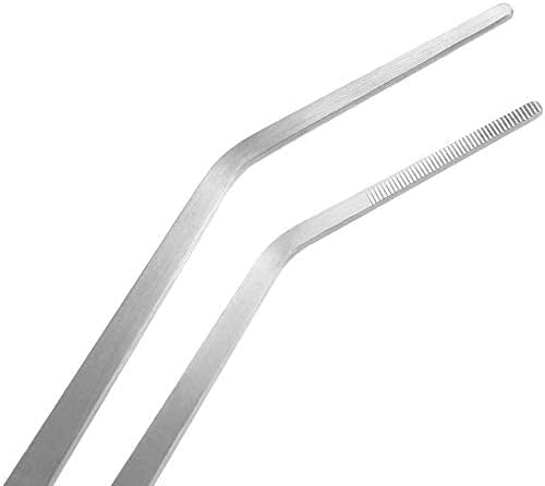 Heyiarbeit Aquarium Straight Curved Tweezers Set 19 Inch Stainless Steel (2 Pack) & Substrate Spatula Fish Tank Aquatic Plants Tool