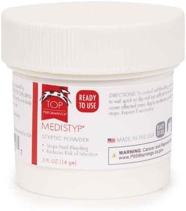 Top Performance MediStyp Pet Styptic Powder with Benzocaine – Stops Pain, Stops Bleeding From Minor Cuts, 1/2-Ounce Size