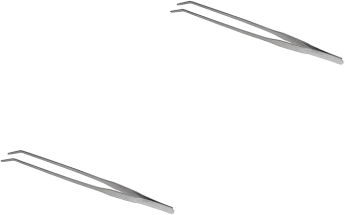 Didiseaon 2pcs Curved Tip Tweezers Stainless Steel Aquatic Plant Tongs for Fish Tank Plant Care Ergonomic Design for Easy Trimming for Aquarists