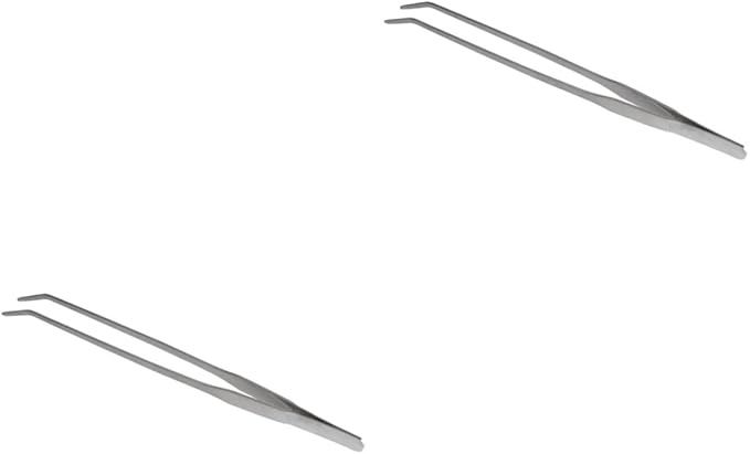 2pcs Curved Tip Stainless Steel Plant Tweezers Aquatic Tongs for Fish Tank Plants Ergonomic Design for Easy Handling and Trimming
