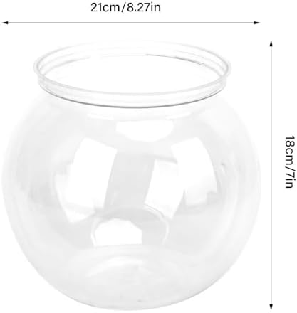 4.9x3.9 Inch Mini Plastic Transparent Fish Bowl Shatterproof Aquarium for Small Fish Desk Decor Tank with High Light Transmittance(L)