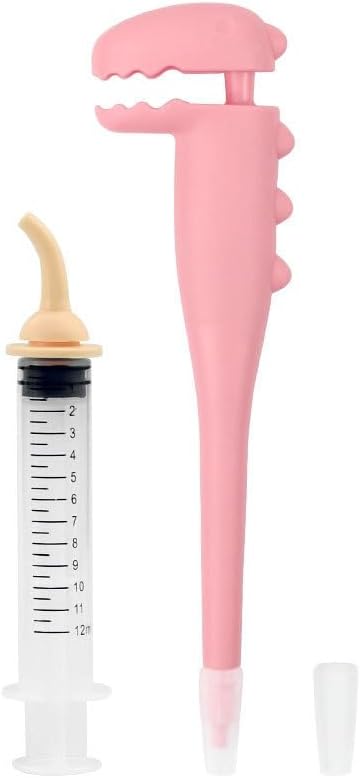 Pet Pill Dispenser, Pet Piller Gun Oral Tablet Capsule,Silicone Syringes for Cats, Dogs and Small Animals (Pink-Pusher+Syringe)
