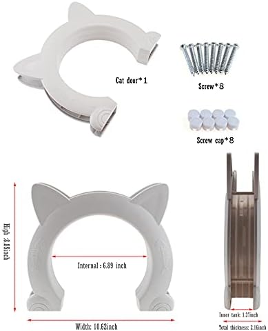 Cat Door Interior Pet Doors for Cats Kitty Shaped Hole Cat Gate Pass Fits Inside Door Hides Litter Box Furniture for Small Pets up to 21lbs