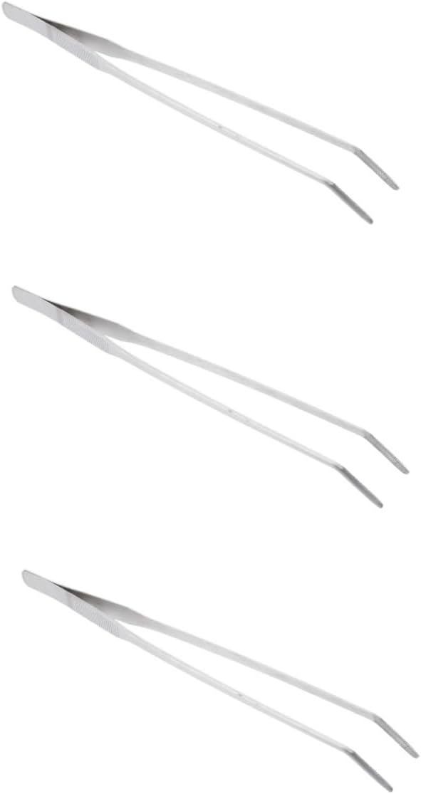 Angoily 3pcs Plant Tweezers for Aquarium Goldfish Tank Aquatic Plant Tongs Curved Tip Tweezers Sharp Blades Substrate for Planted Aquarium