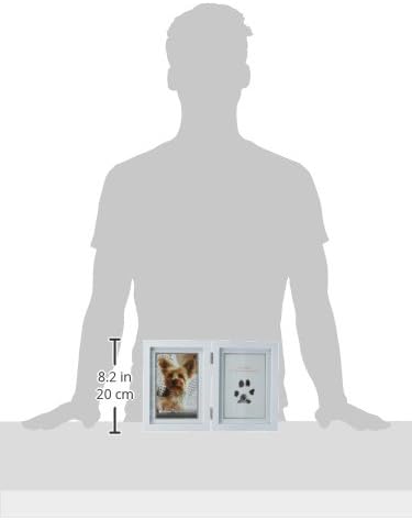 Pearhead Pet Pawprints Desk Picture Frame, Pet Memorial Keepsake, White Photo Frame For Pet, Imprint Kit