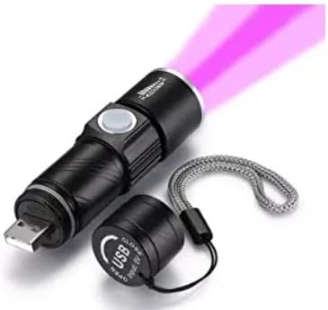 DARKBEAM UV Light Rechargeable USB Flashlight 395nm Blacklight Ultraviolet Wood's Lamp LED Portable Mini Handheld Pocket Torch Detector for Dog Urine Pet Stains Anti-counterfeiting, Resin Curing