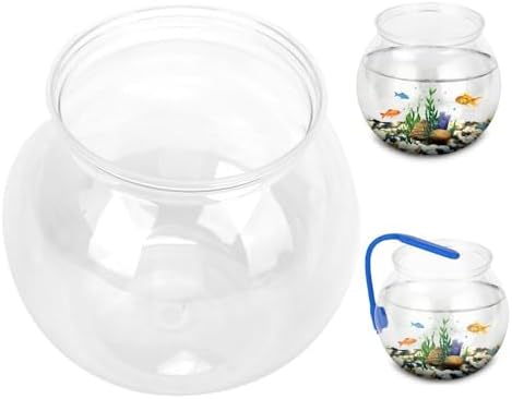 4.9x3.9 Inch Mini Plastic Transparent Fish Bowl Shatterproof Aquarium for Small Fish Desk Decor Tank with High Light Transmittance(S)