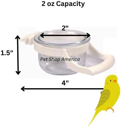 3 Detachable Small Bird Cage Food Water Feeder Cups Small Hoppers Canary Parrot Hanging Transparent Acrylic Feeding Bowls Parakeet Cockatiel Budgie Hamster Ferret Set of 3 Clear Hopper Feeders 2 oz