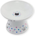 Necoichi Raised Cat Food Bowl Ceramic Elevated Cat Bowl for Whisker & Neck Fatigue, Dishwasher Microwave Safe Non-Slip & Anti Vomiting Ergonomic Design (Colorful Dots, Extra Wide, 2-Cups Capacity)
