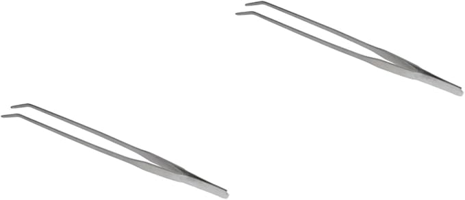 Didiseaon 2pcs Curved Tip Tweezers Stainless Steel Aquatic Plant Tongs for Fish Tank Plant Care Ergonomic Design for Easy Trimming for Aquarists