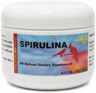 Morning Bird Spirulina 4.5 oz – Organic Superfood Supplement for Birds – Rich in Vitamins, Protein & Amino Acids – Ideal for Parakeets, Cockatiels, Budgies, Finches, Canaries & Parrots