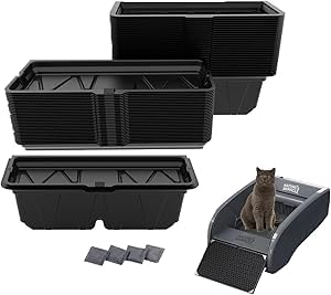 25PCS Disposable Waste Receptacles Compatible with Natures Miracle Litter Box 2nd,for Litter Maid LitterBox 3rd,Disposable Cat Litter Box with Charcoal Bags (Machine NOT Included)