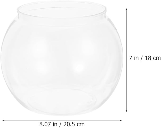 DECHOUS Round Fish Bowl with Stand, 2 Gallon Fish Tank Decor Tabletop Small Fish Bowl Hydroponic Vase Planter Aquarium Desktop Fish Tank for Betta Fish/Goldfish, Plastic Material