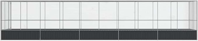 vidaXL Aviary with Extension - Silver - 409.1"x81.5"x83.5" Galvanized Steel Frame, Secure Mesh, Ample Room, Lockable Door - for Birds, Rabbits, Chickens, Small Animals