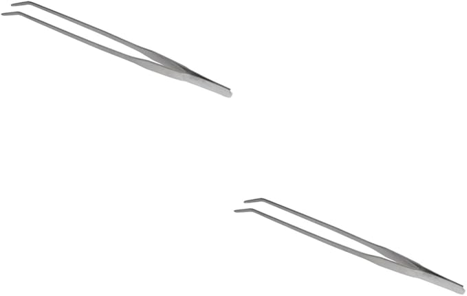 Didiseaon 2pcs Curved Tip Tweezers Stainless Steel Aquatic Plant Tongs for Fish Tank Plant Care Ergonomic Design for Easy Trimming for Aquarists