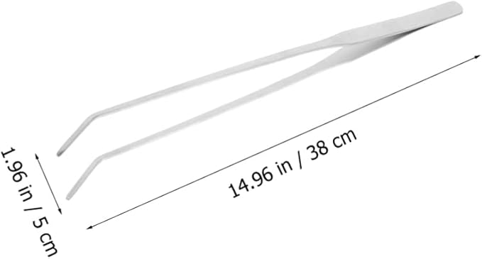 POPETPOP 2pcs Stainless Steel Aquarium Tweezers Straight Curved Tongs for Water Plants Fish Tank Maintenance and Feeding Ergonomic Design Easy to Use
