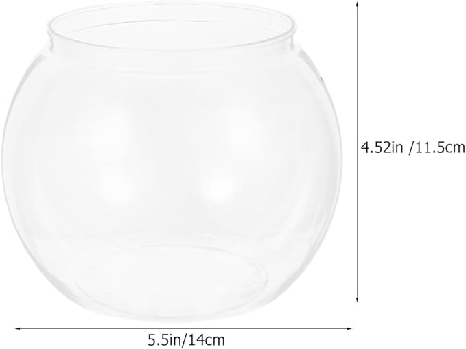 Angoily 5.11 Inch Transparent Plastic Fish Bowl Small Round Aquarium Tank for Goldfish Desktop Office Home Decor Portable Small Aquarium