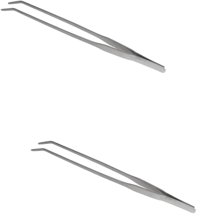 2pcs Curved Tip Stainless Steel Plant Tweezers Aquatic Tongs for Fish Tank Plants Ergonomic Design for Easy Handling and Trimming