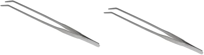Didiseaon 2pcs Curved Tip Tweezers Stainless Steel Aquatic Plant Tongs for Fish Tank Plant Care Ergonomic Design for Easy Trimming for Aquarists