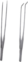 FRCOLOR 2pcs Stainless Steel Aquatic Plant Tongs Straight Curved Tweezers for Fish Tank Maintenance Resistant Tools for Planting and Arranging Aquarium Plants