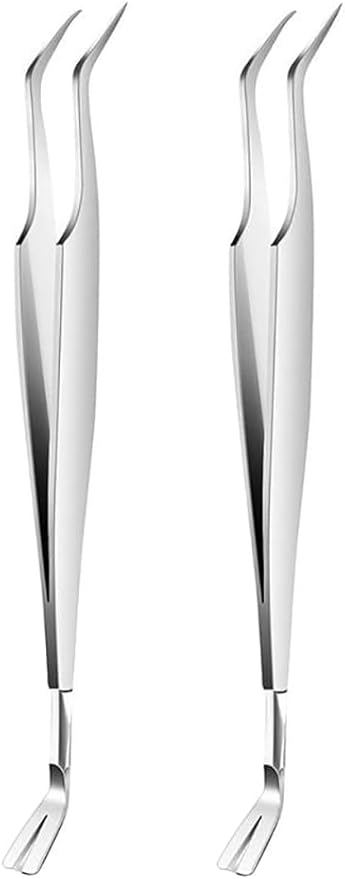 2Pcs Silver Stainless Steel Tick Tweezers Dual Tipped Tick Remover Tool First Aid Tweezers Tick Killer Tweezer for Human Dogs Cats Tick Remover Tools Flea and Tick Control