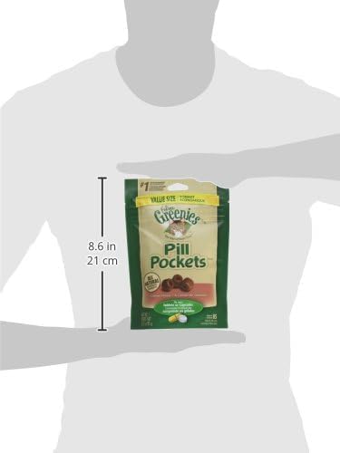 Greenies Feline Pill Pockets for Cats Natural Soft Cat Treats, Salmon Flavor, 3 oz. Pouch (85 Treats)