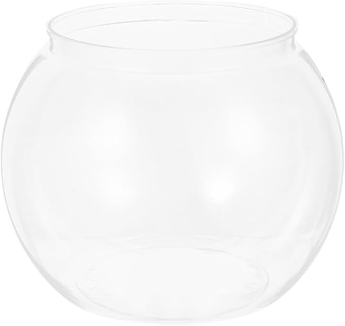 1 Gallon Transparent Plastic Fish Bowl Small Round Aquarium for Goldfish Turtles Tabletop Fish Tank Office Home Decor
