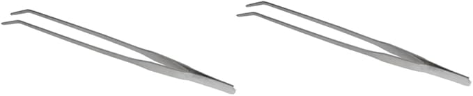 2pcs Curved Tip Stainless Steel Plant Tweezers Aquatic Tongs for Fish Tank Plants Ergonomic Design for Easy Handling and Trimming
