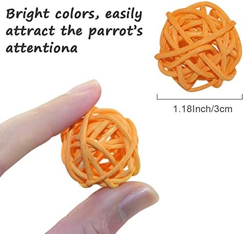 100 Pieces Wicker Rattan Balls Parrot Bird Toys Chewing Toys for Parakeet Budgie Cockatoo, Grapevine Ball for Birds, DIY Craft Party Wedding Multi-Colored (100 pcs, 1.18In)