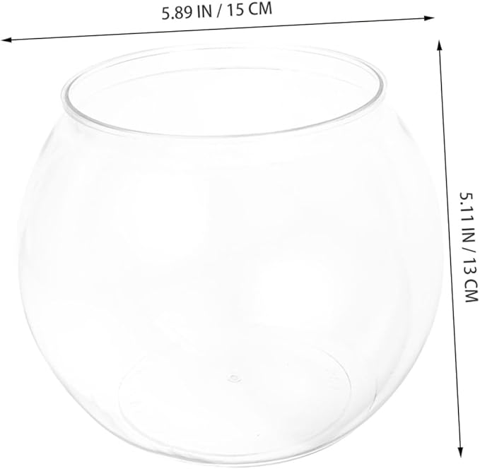 BESPORTBLE Tabletop Fish Tank Globe - Shatterproof Transparent Plastic Fish Bowl for Betta, Goldfish, and Turtles - 5.90 X 5.90 X 5.11 Inch, Ideal for Office and Home Decor