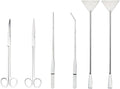 Sosoport 6pcs Stainless Steel Aquarium Tools for Plant Maintenance Includes Flat Shovel Straight Curved Tweezers Mirror Finish Scissors for Freshwater Tanks