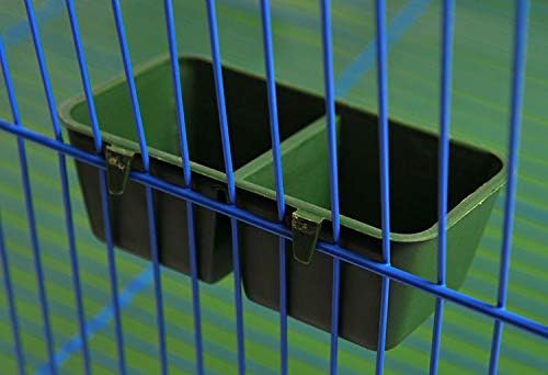 Bird Seed Food Feeding Cups Plastic Hanging Bowl for Poultry Parrot Pigeon Parakeet Budgie Cage (3.93inch-2 in 1)