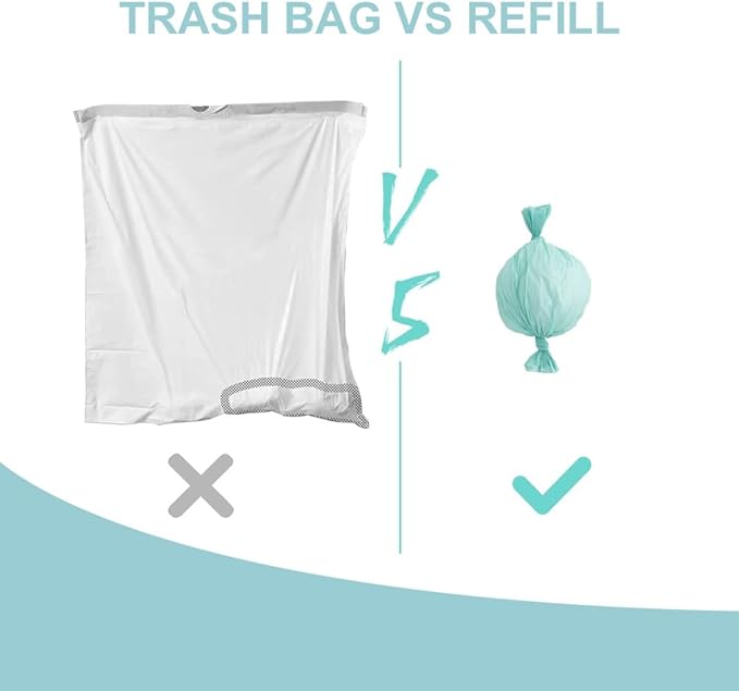 Cat Litter Pail Liner Refills Bags Compatible with Litter Champ Litter Pail, Lightly Scented, Green, 8 Count