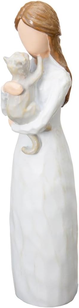 Cat Memorial Gifts for Loss of Cat,Pet Loss Sympathy Gift for Cat Mom,Hand-Painted Angel of Friendship Figurine Statue for Loving Pets and Cat Lovers(Gray)