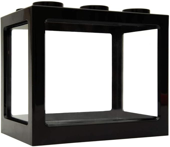 Mini Fish Tank Decorative Stackable Acrylic Small Fish Tank for Office Tea Table Decor Bowls Black