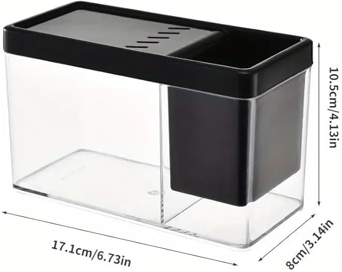 Mini Betta Fish Aquarium, Multi-Purpose Desktop Office Tank, 0.2 Gallon Plastic Gold Fish Tank - Create Different Desktop Landscape (Black)