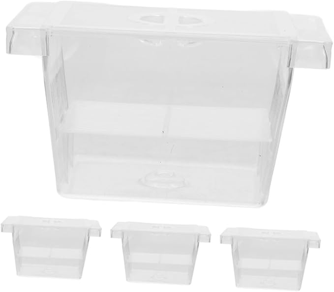 GANAZONO 4pcs Double-Layer Fish Fry Incubator Box Self-Floating Aquarium Breeding Box for Fish Tank Nursery and Isolation of Betta