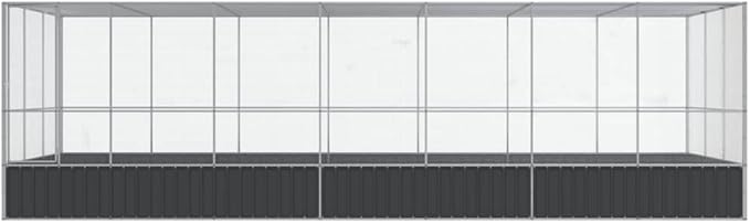 vidaXL Aviary with Extension – Silver Steel Bird Cage, Spacious 285.4"x120.9"x83.5", Mesh Grid, Lockable Door