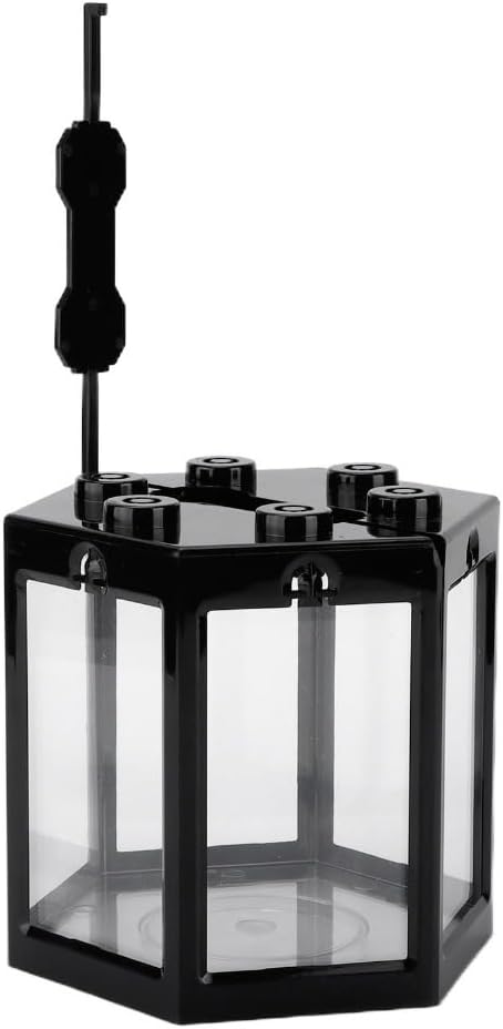 4.7 Inch Hexagonal Mini Aquarium Tank Leak-Proof Plastic Stackable Portable Fish Tank for Desk Decor Terrarium Habitat(Black)