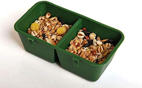 Bird Seed Food Feeding Cups Plastic Hanging Bowl for Poultry Parrot Pigeon Parakeet Budgie Cage (3.93inch-2 in 1)