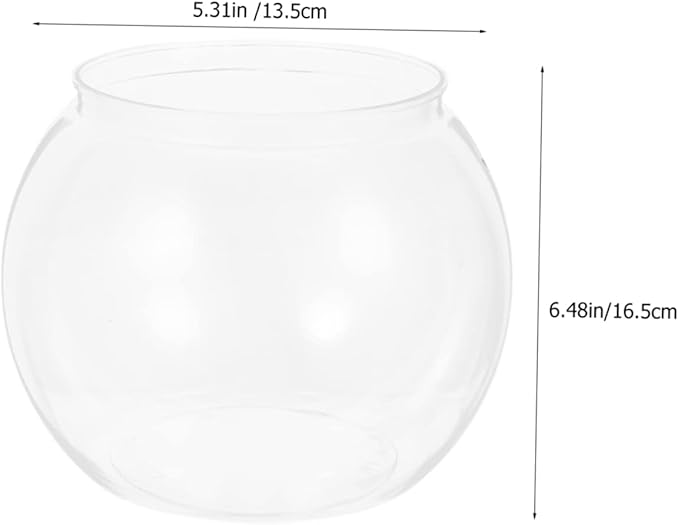 Transparent Plastic Fish Bowl Tank Small Aquarium for Betta Fish Goldfish Portable Round Design Easy Maintenance Fall Resistant for Home Office Turtle Care
