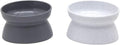 Kitty City Elevated Cat Bowls (Set of 2), Whisker-Friendly Raised Cat Food & Water Dishes, Modern Pedestal Design, Dishwasher Safe, 6.5 oz Each – White & Gray