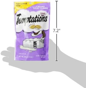 Temptations Cat Treats, Classic Crunchy and Soft Cat Treats, Creamy Dairy Flavor, 3 oz. Pouch (Pack of 12)