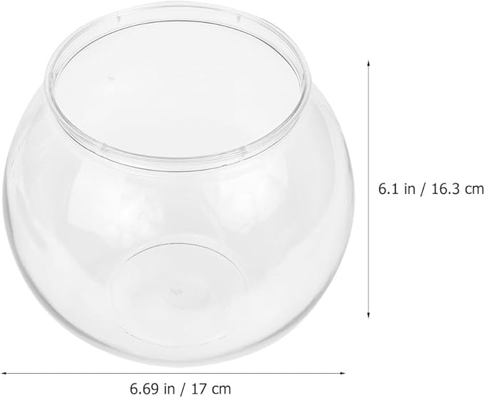 PRETYZOOM 1 Gallon Fish Bowl Clear Plastic Aquarium Tank for Betta Fish Turtle and Small Aquatic Pets Multi-Functional Spherical Tank for Water Plants and Desk Decor