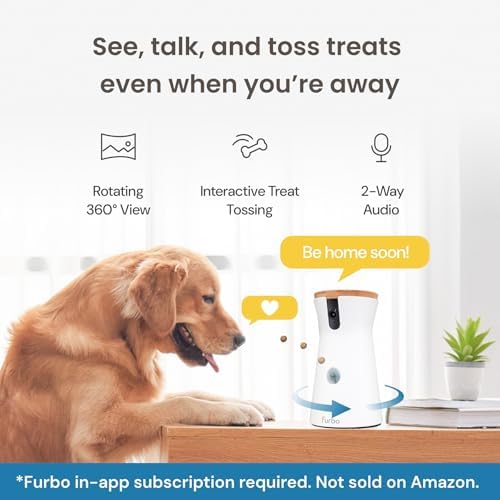 Furbo 360° Dog Camera + Mini [New Subscription Required at Setup] 2-Camera Bundle Nanny Pro Subscription: Dog Safety & Home Security Alerts, Pet Camera with Speaker, Phone App & Night Vision
