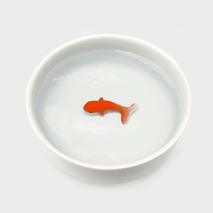 Suck UK Cat Bowls - Fish Bowl - Cat Water Bowl - Funny Animal Accessories - Ceramic Dish - Novelty Pet Supplies - Pets Prank Gift - Animal Owner Gifts - 3D Hand Painted Goldfish - Pet Humor - White