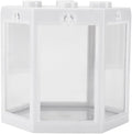 4.7 Inch Hexagonal Mini Aquarium Tank Leak-Proof Plastic Stackable Portable Fish Tank for Desk Decor Terrarium Habitat(White)