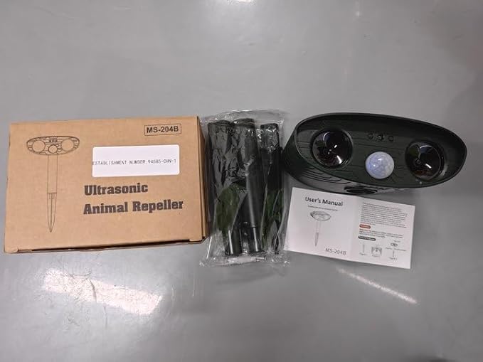 2Pack 2025 Deer Repellent Device Ultrasonic Animal Repellent Outdoor Solar Animal Repeller with Motion Detection Cat Repellent Outdoor to Scare Squirrel Skunk Rabbit Fox Raccoon Coyote