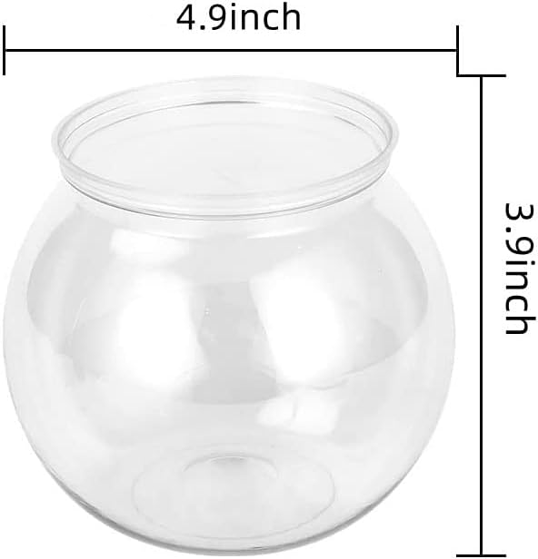 Mini Fish ,Classic Drum Fish Bowl Transparent Plastic Round Bowl Aquarium 360° View of Aquarium Centerpiece or Terrarium 4.9 x 3.9 Inches(Mini)